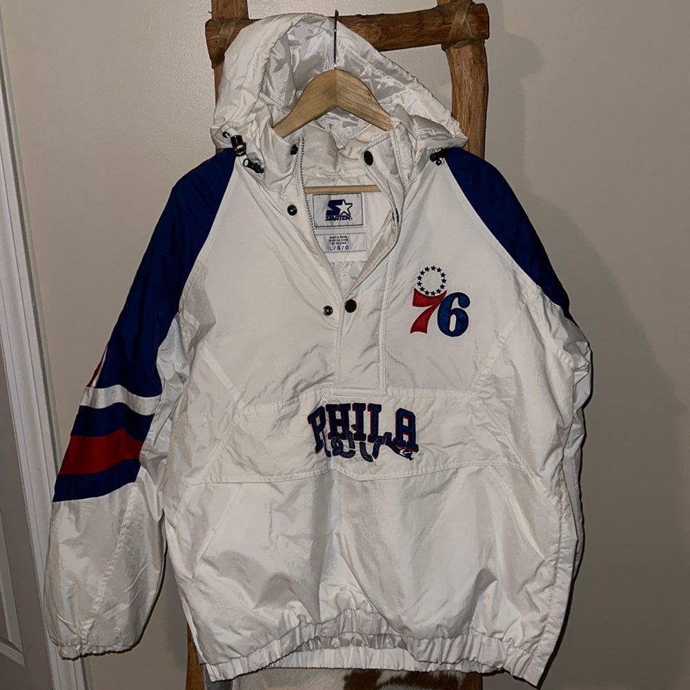 NWOT STARTER Philadelphia 76ers Vintage Throwback Insulated Puffer Jacket Hooded